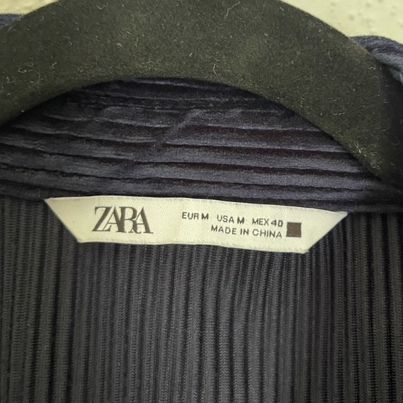 Zara Men's Dark Blue Pinstripe Shirt Jacket corduroy velvet Medium - Picture 3 of 8